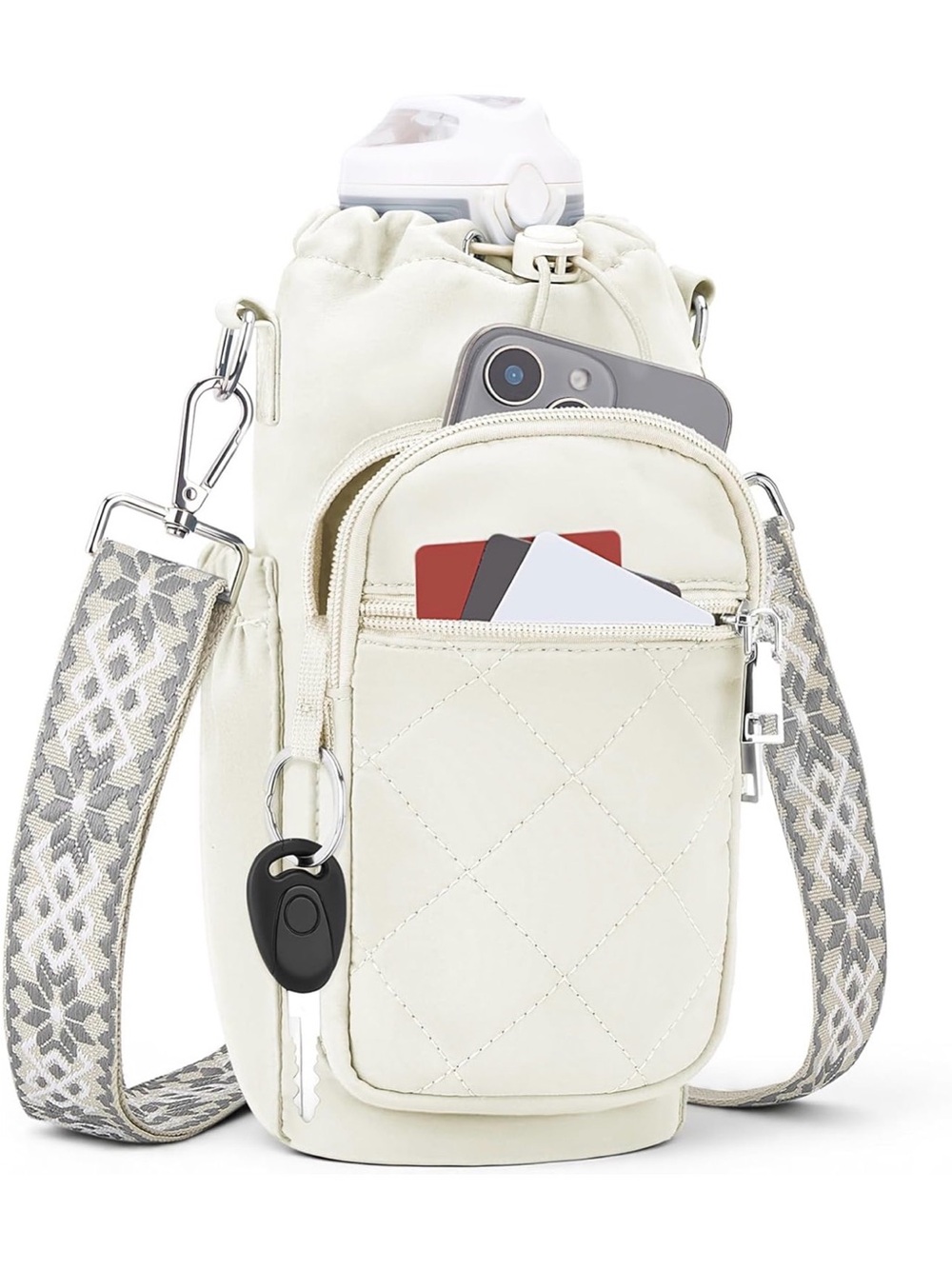 Sytrah Water Bottle Crossbody Bag Cream Multi Pocket